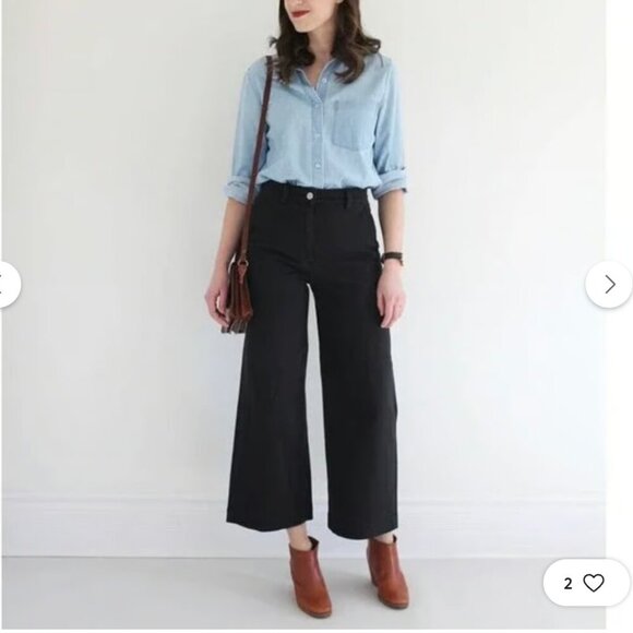 Everlane The Wide Leg Crop Pant Regular Black Jeans Size 2 - Picture 1 of 10